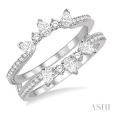 3/4 ctw Pear Cut & Round Cut Diamond Insert Ring in 14K White Gold